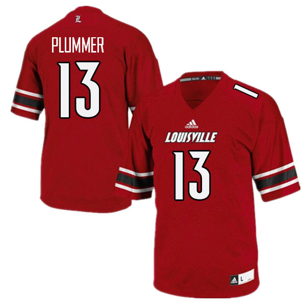 Men #13 Jack Plummer Louisville Cardinals College Football Jerseys Stitched Sale-Red